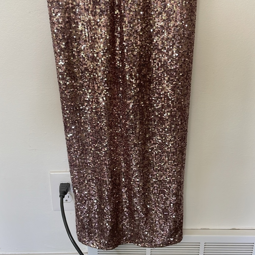 XSCAPE | Blush Pink Sequin Flutter Sleeve Surplice Tulip Midi Dress NWT Size 4 - Picture 12 of 12